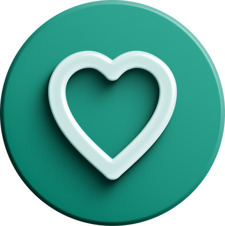 Green round 3D heart icon