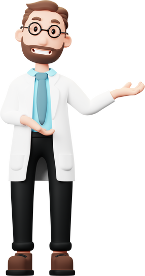 3D Cartoon Doctor Showing Something